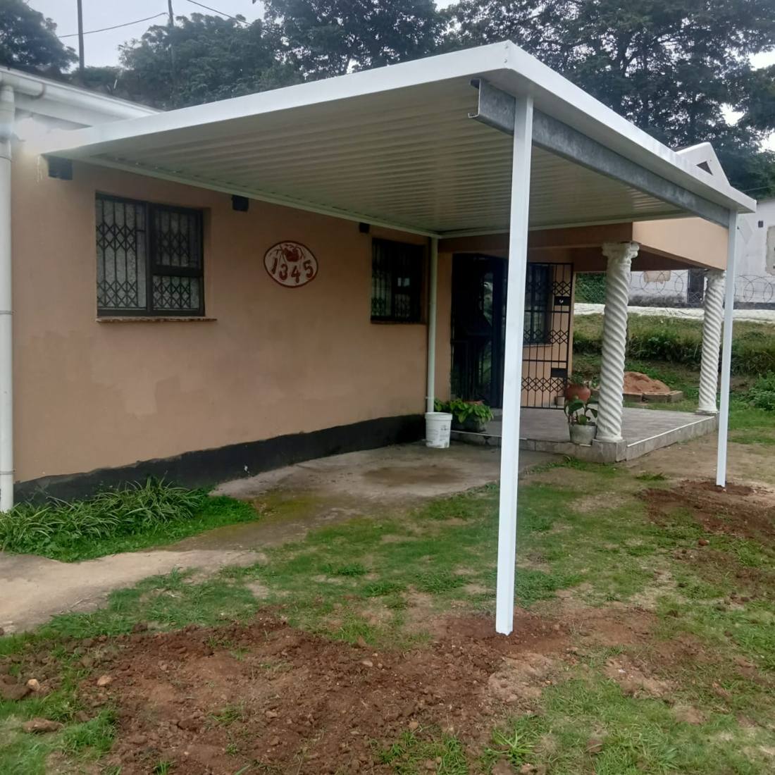 Carport steel structure installed at residential property